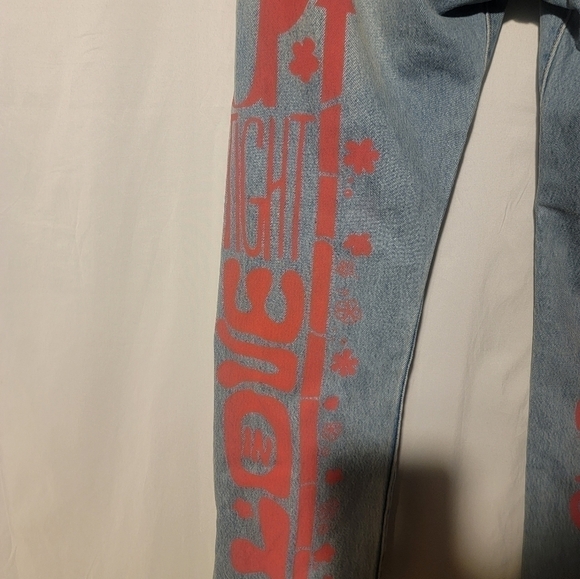 Levi's Premium 501 Jeans Men’s 34x30 Hippie Love Peace Groovy Flowers - Picture 3 of 9